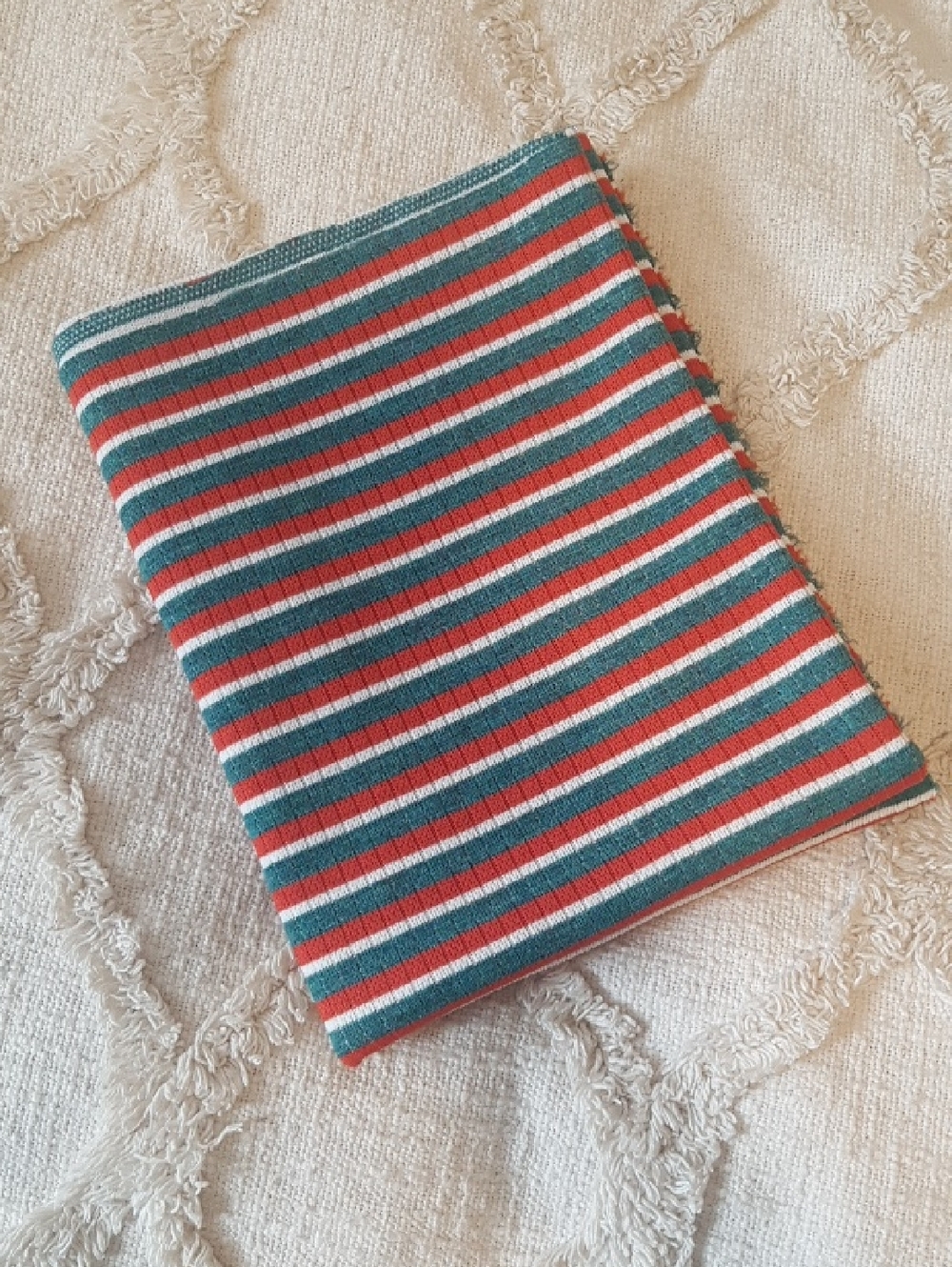 Vintage Fabric Striped Knit Orange Green White